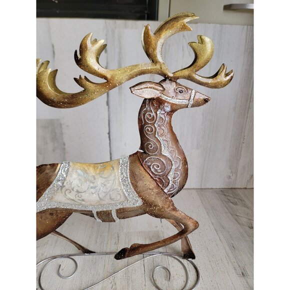 Pier 1 ? Metal glitter reindeer Xmas home decor unique deer buck figure - Picture 10 of 10